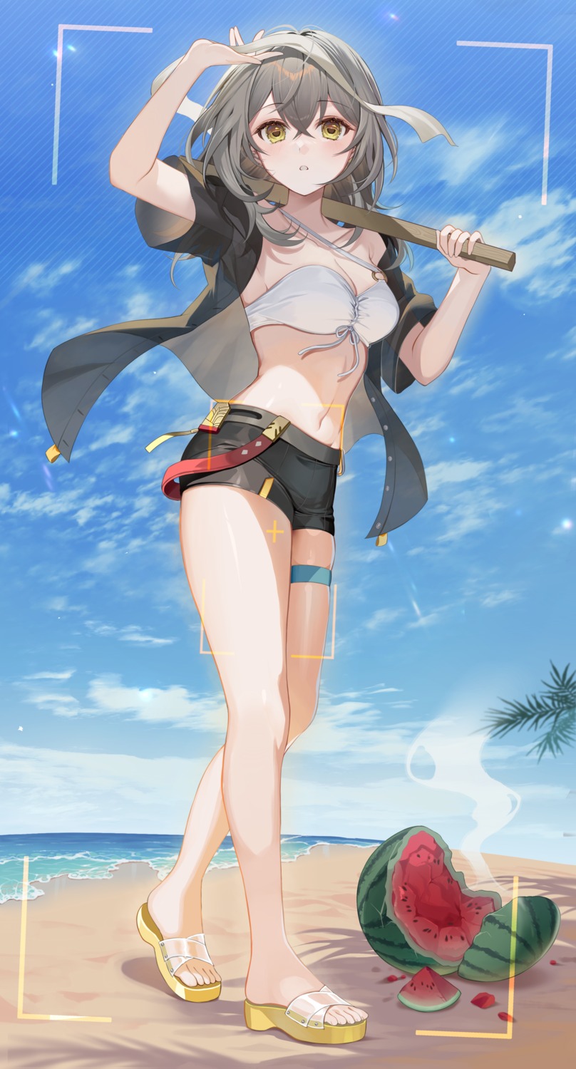 bikini_top garter honkai:_star_rail ion_(on01e) open_shirt stelle swimsuits weapon