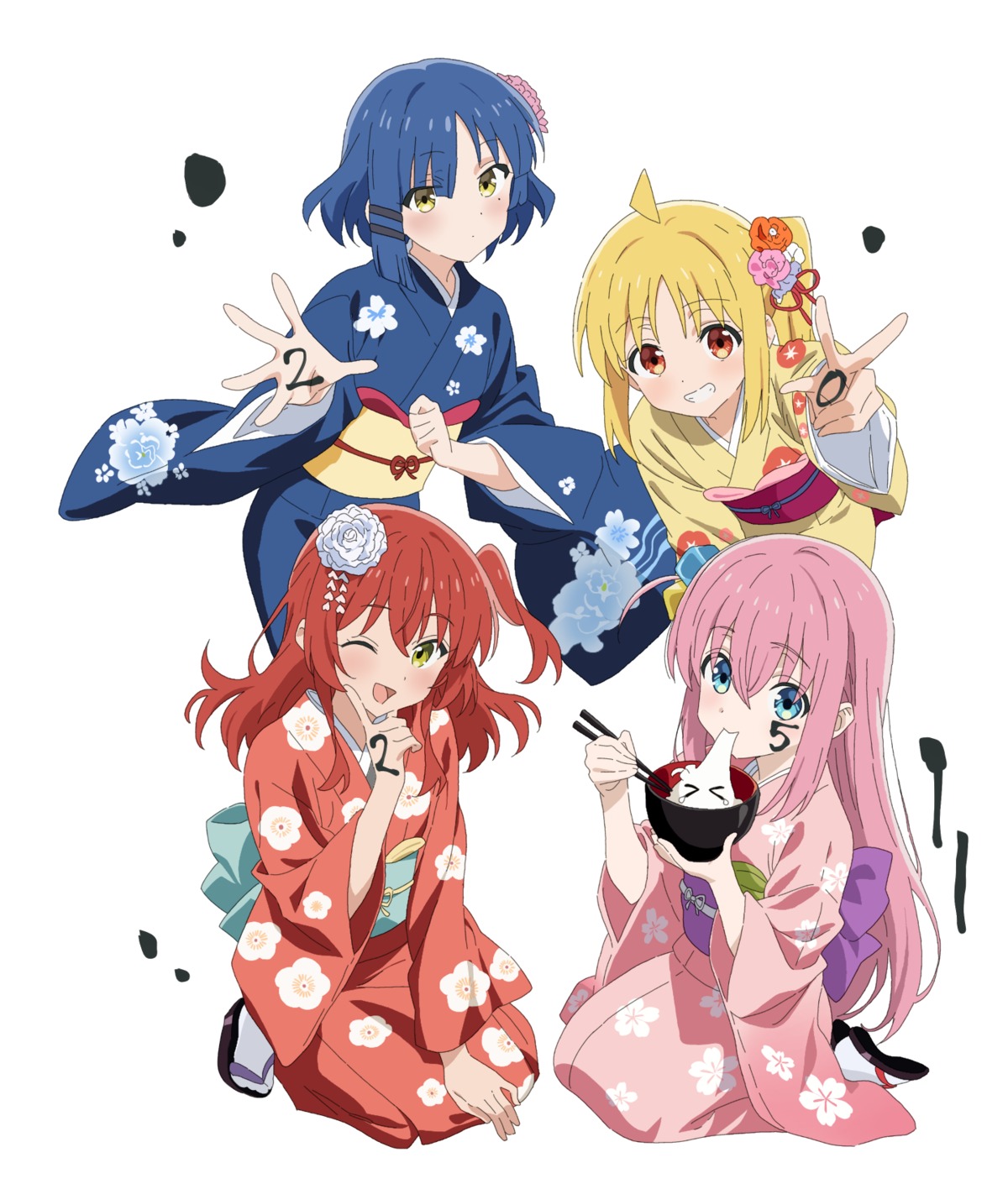 bocchi_the_rock! gotou_hitori ijichi_nijika kimono kita_ikuyo nekokawa_isugi yamada_ryou