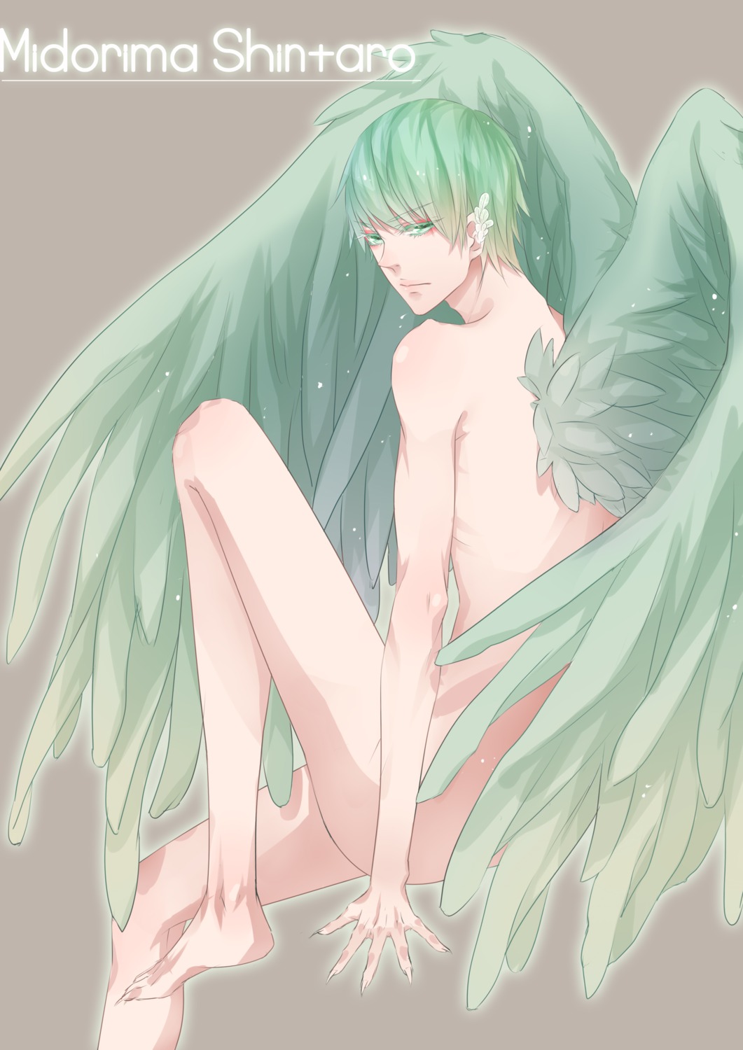 azai kuroko_no_basket male midorima_shintarou naked wings