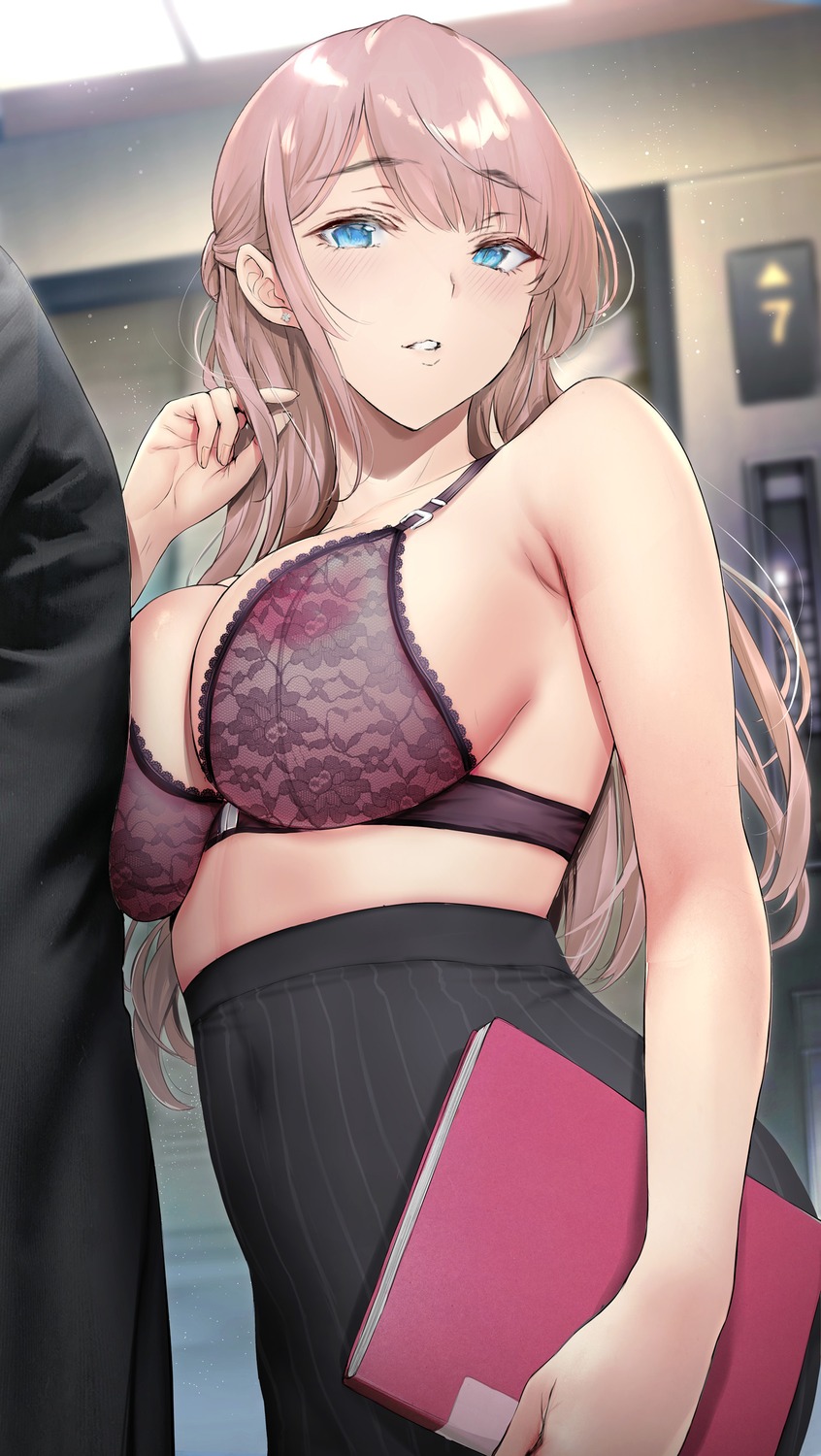 bra business_suit gentsuki nipples see_through