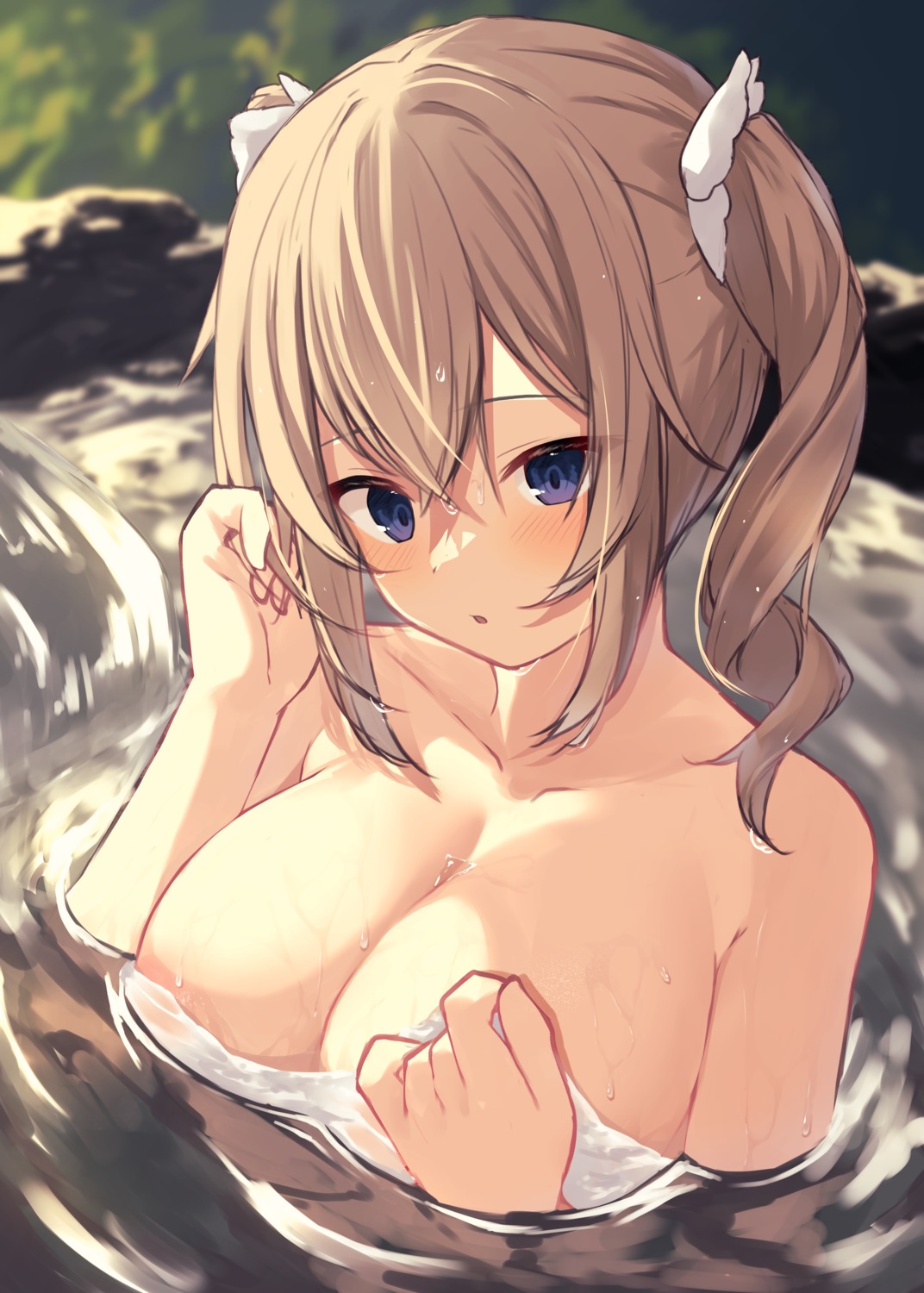 areola barbara_(genshin_impact) bathing genshin_impact memekko onsen towel wet