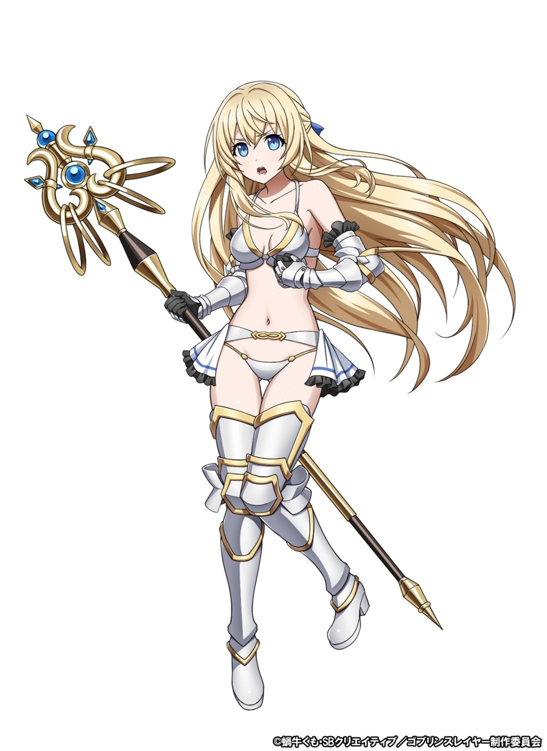 armor bikini_armor cleavage goblin_slayer heels priestess tagme thighhighs weapon