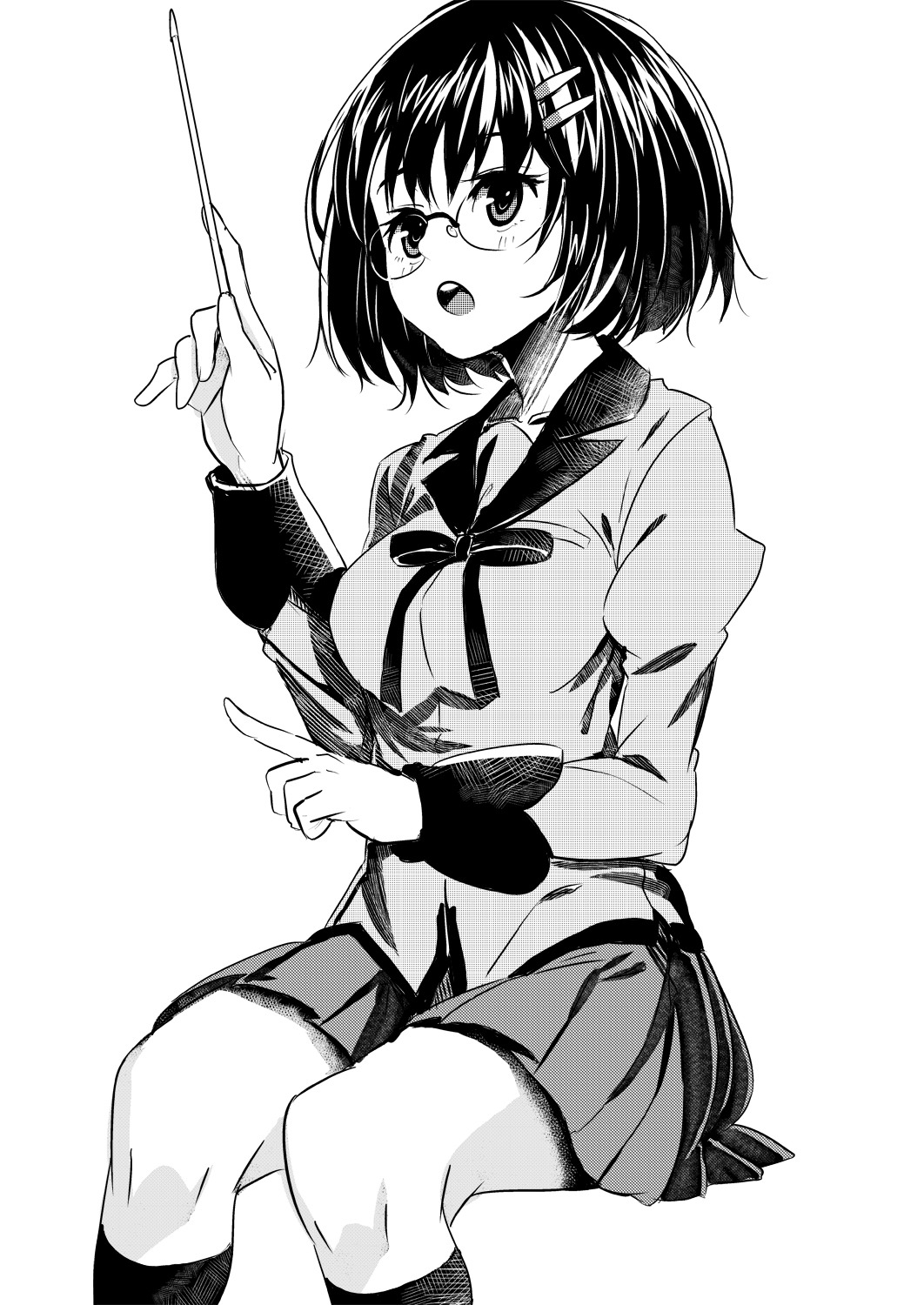 bakemonogatari hanekawa_tsubasa megane monochrome monogatari_(series) paseri seifuku