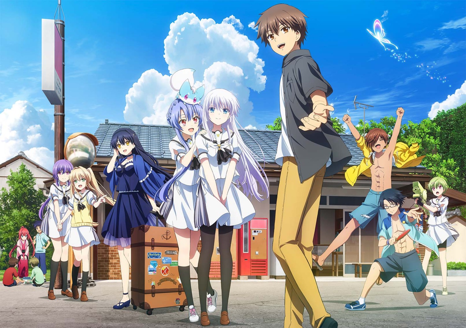 bike_shorts dress gun japanese_clothes kamiyama_shiki kanou_tenzen key kushima_kamome megane mitani_ryouichi mizuori_shizuku naruse_shiroha nomura_miki pantyhose see_through seifuku skirt_lift sorakado_ao summer_pockets sweater tagme takahara_hairi tsumugi_wenders