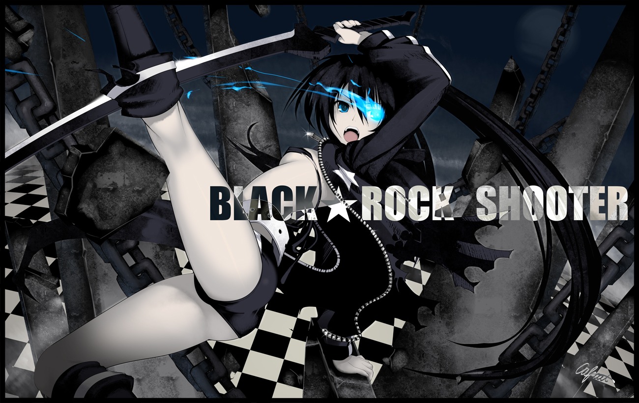 bikini_top black_rock_shooter black_rock_shooter_(character) buruma coffee_cat swimsuits sword vocaloid