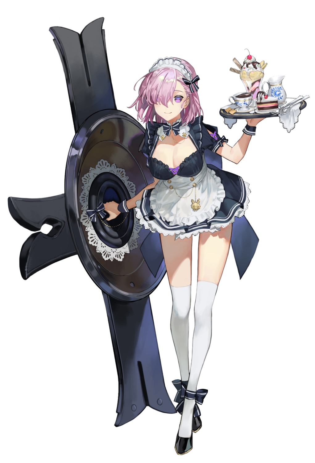 chyoel cleavage fate/grand_order heels maid mash_kyrielight stockings thighhighs