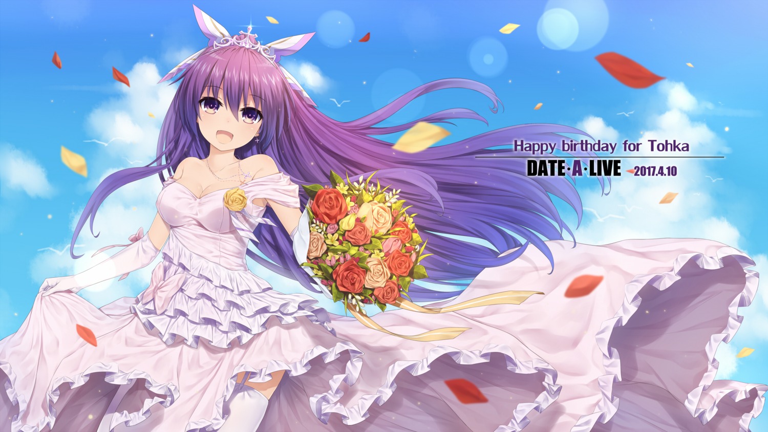 cleavage date_a_live dress neps-l skirt_lift stockings thighhighs wedding_dress yatogami_tooka