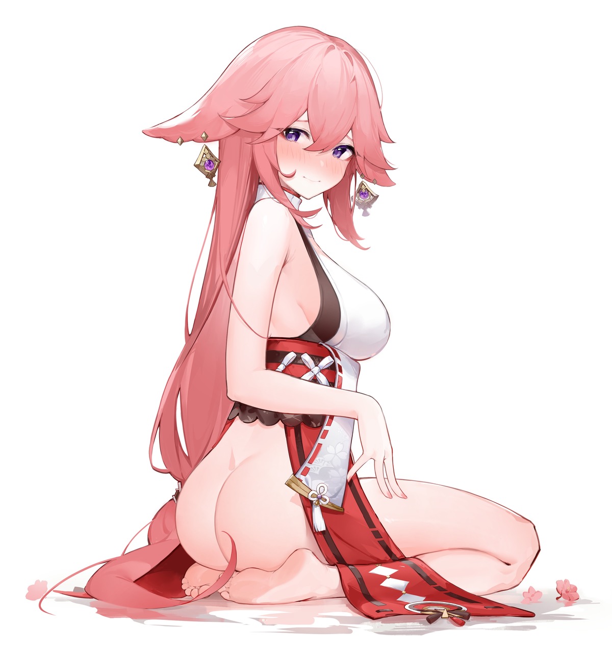 animal_ears ass bottomless genshin_impact kitsune no_bra usanto yae_miko