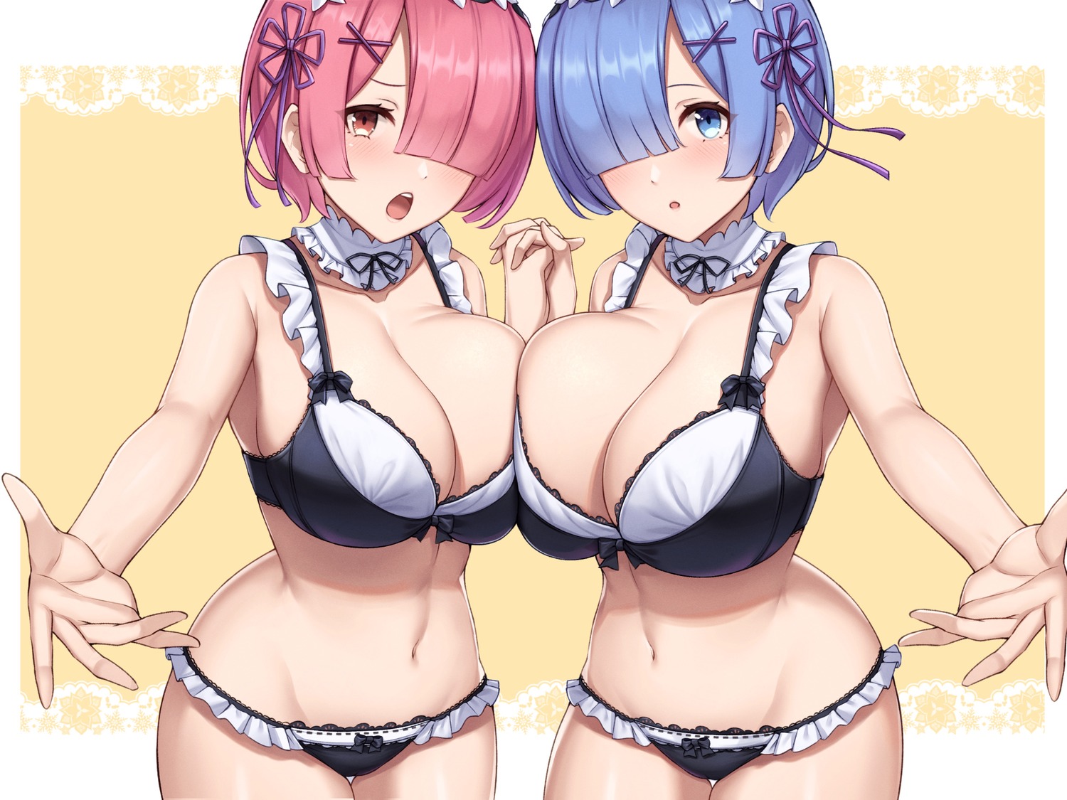 bra fou_zi pantsu ram_(re_zero) re_zero_kara_hajimeru_isekai_seikatsu rem_(re_zero)