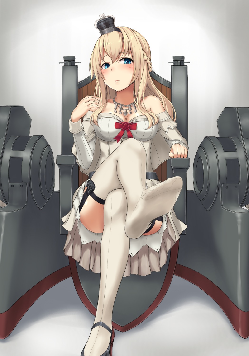 cleavage dress feet heels kantai_collection monoku stockings thighhighs warspite_(kancolle)