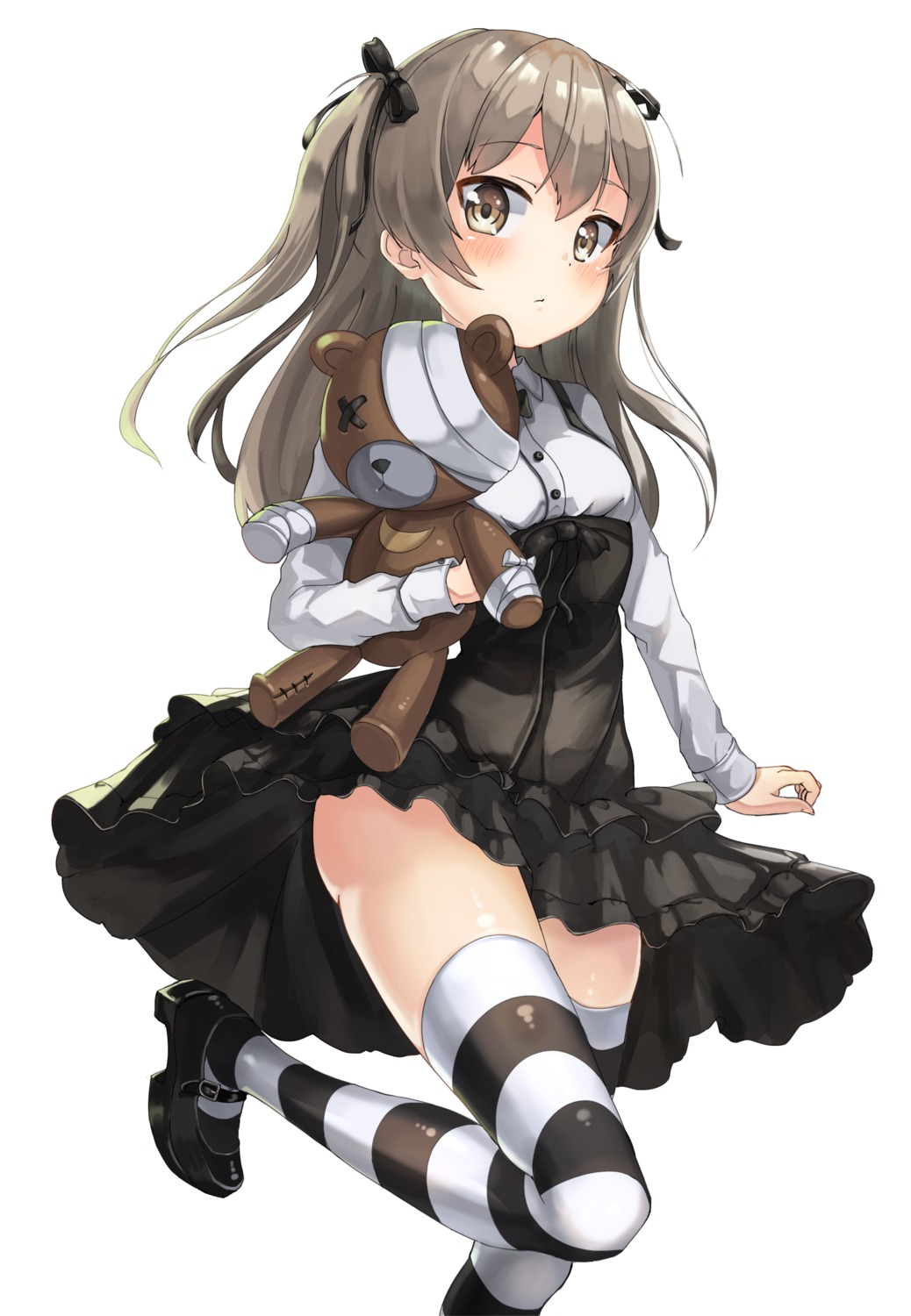 2drr bandages dress girls_und_panzer gothic_lolita heels lolita_fashion shimada_arisu skirt_lift thighhighs