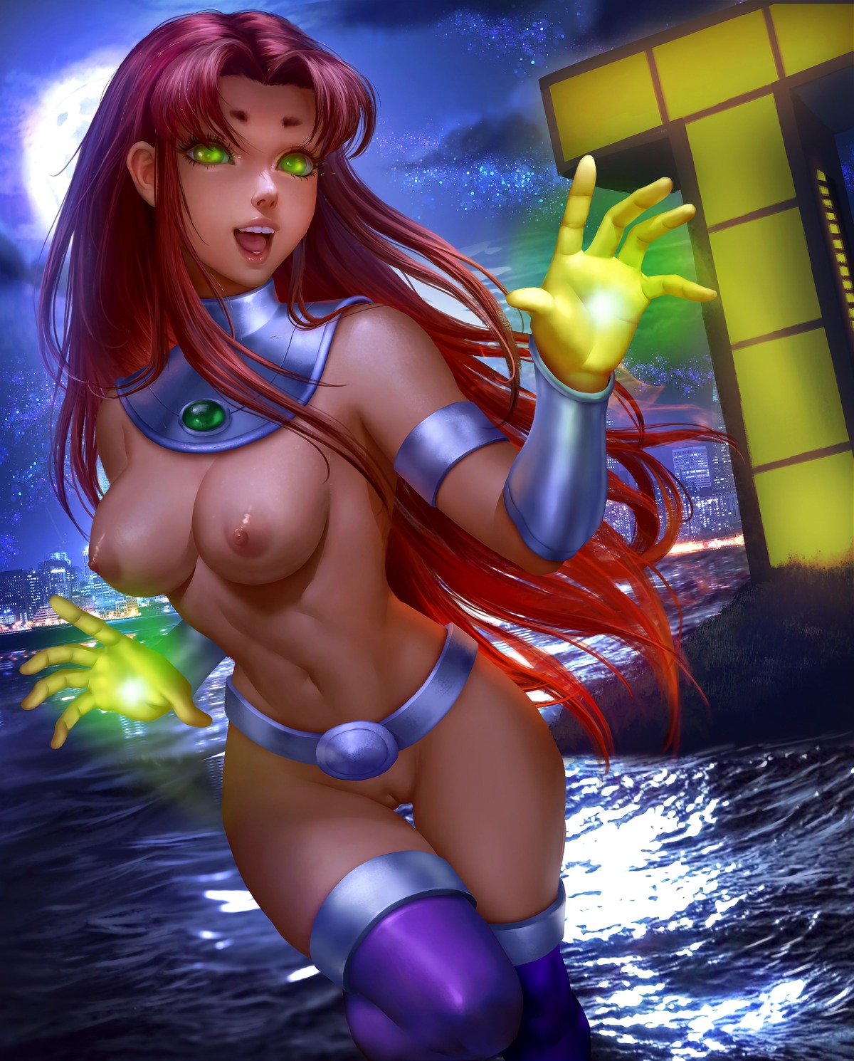 dc_comics logan_cure naked nipples pussy starfire teen_titans thighhighs uncensored