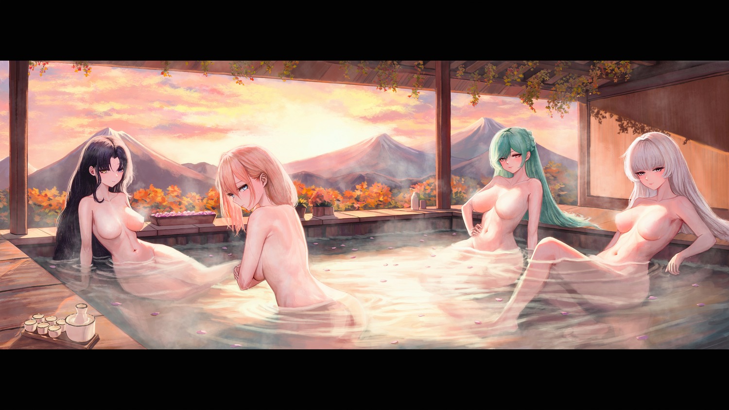 ass azur_lane bathing breast_hold censored heterochromia impero_(azur_lane) littorio_(azur_lane) naked onsen roma_(azur_lane) vittorio_veneto_(azur_lane) wet wjy1347193