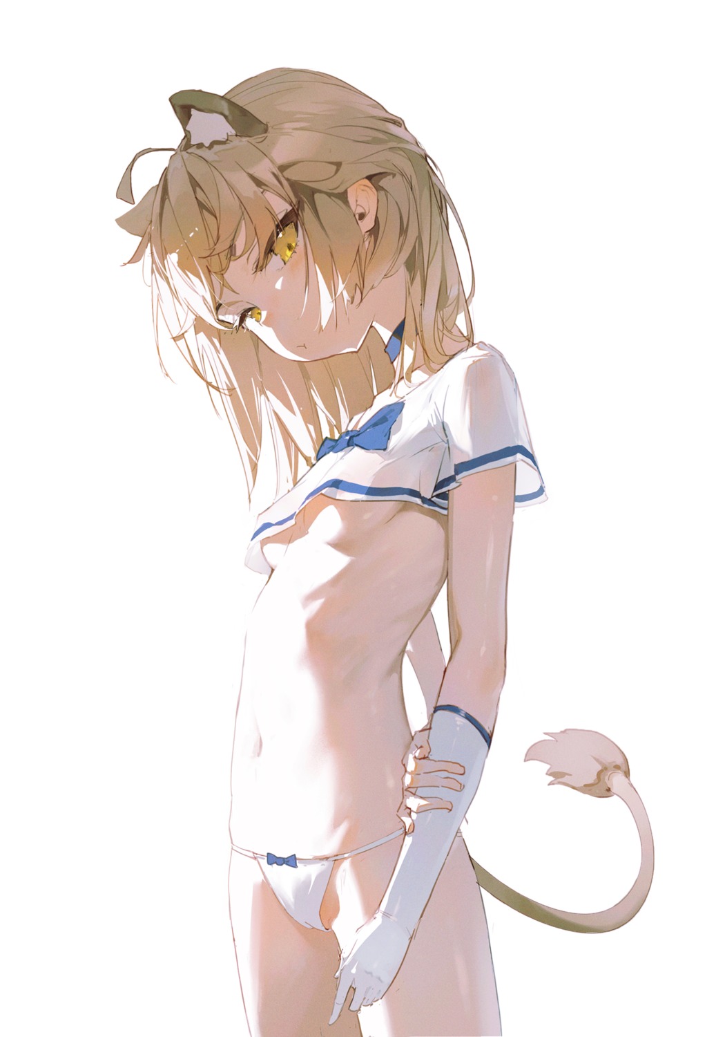 animal_ears cameltoe dinoartforame indie_virtual_youtuber no_bra pantsu rurudo_lion see_through tail underboob