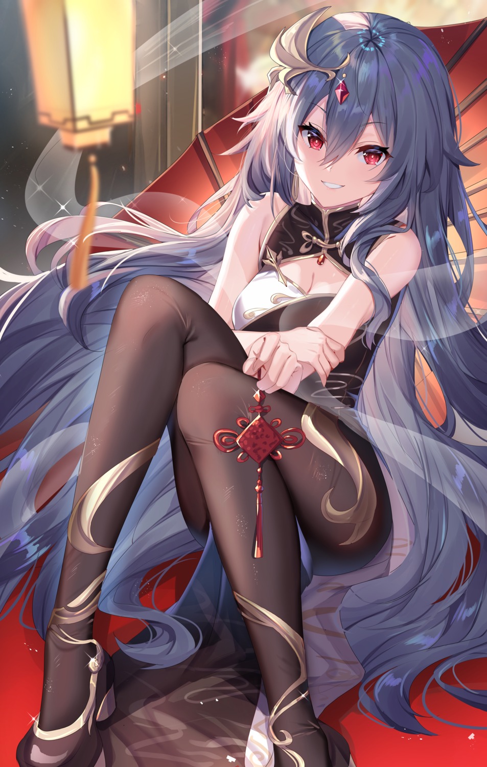 benghuai_xueyuan chinadress cleavage fu_hua heels honkai_impact pantyhose shanguier skirt_lift