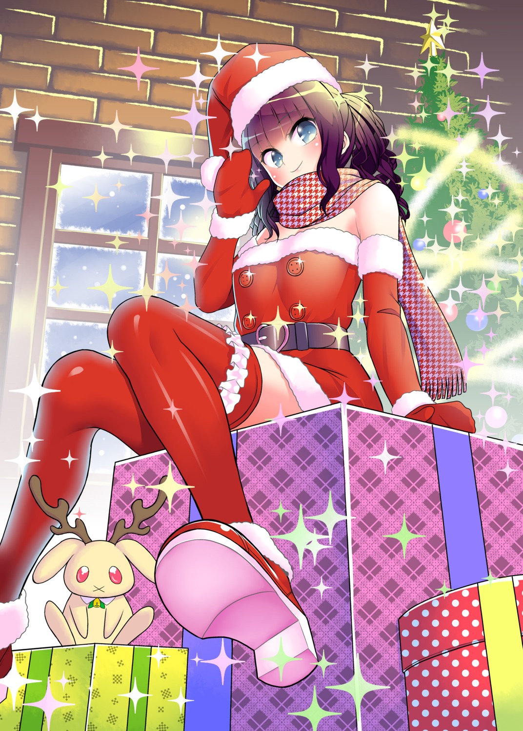 christmas dress heels hiro_(kawahiro0210) thighhighs