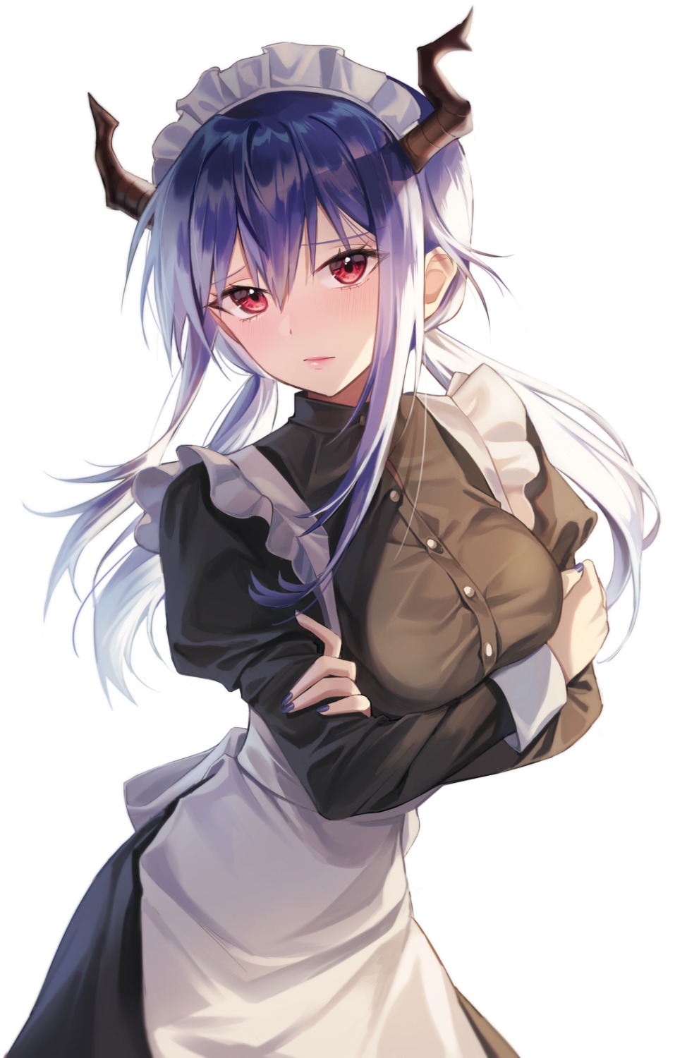 arknights breast_hold ch'en_(arknights) horns maid yuckpo_55