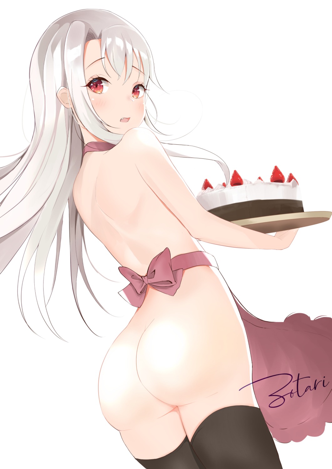 ass fate/kaleid_liner_prisma_illya fate/stay_night illyasviel_von_einzbern loli naked_apron thighhighs zotari