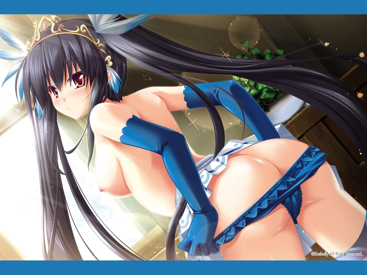 ass eushully kamidori_alchemy_meister nipples pantsu panty_pull topless undressing wallpaper yakuri yuera