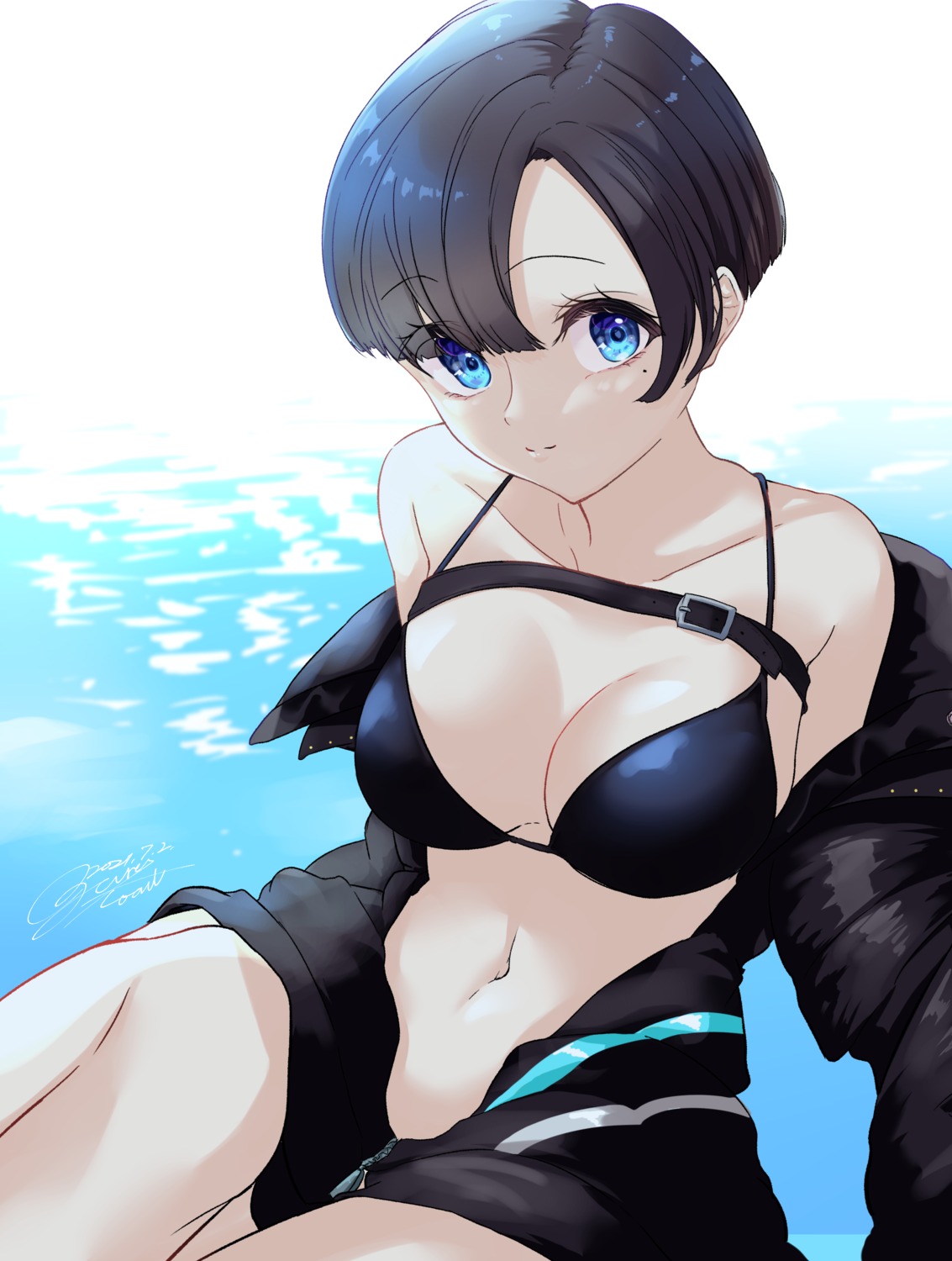 bikini_top ogura_toast open_shirt swimsuits