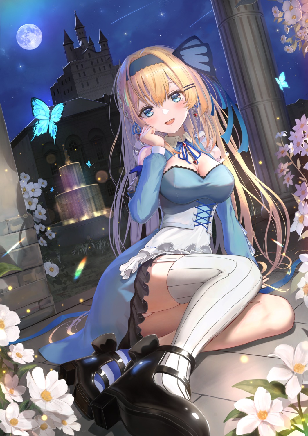 airy_production aomaru_(shta-chu-jisuiai) heels kyomei_alice no_bra pantsu skirt_lift stockings thighhighs thong