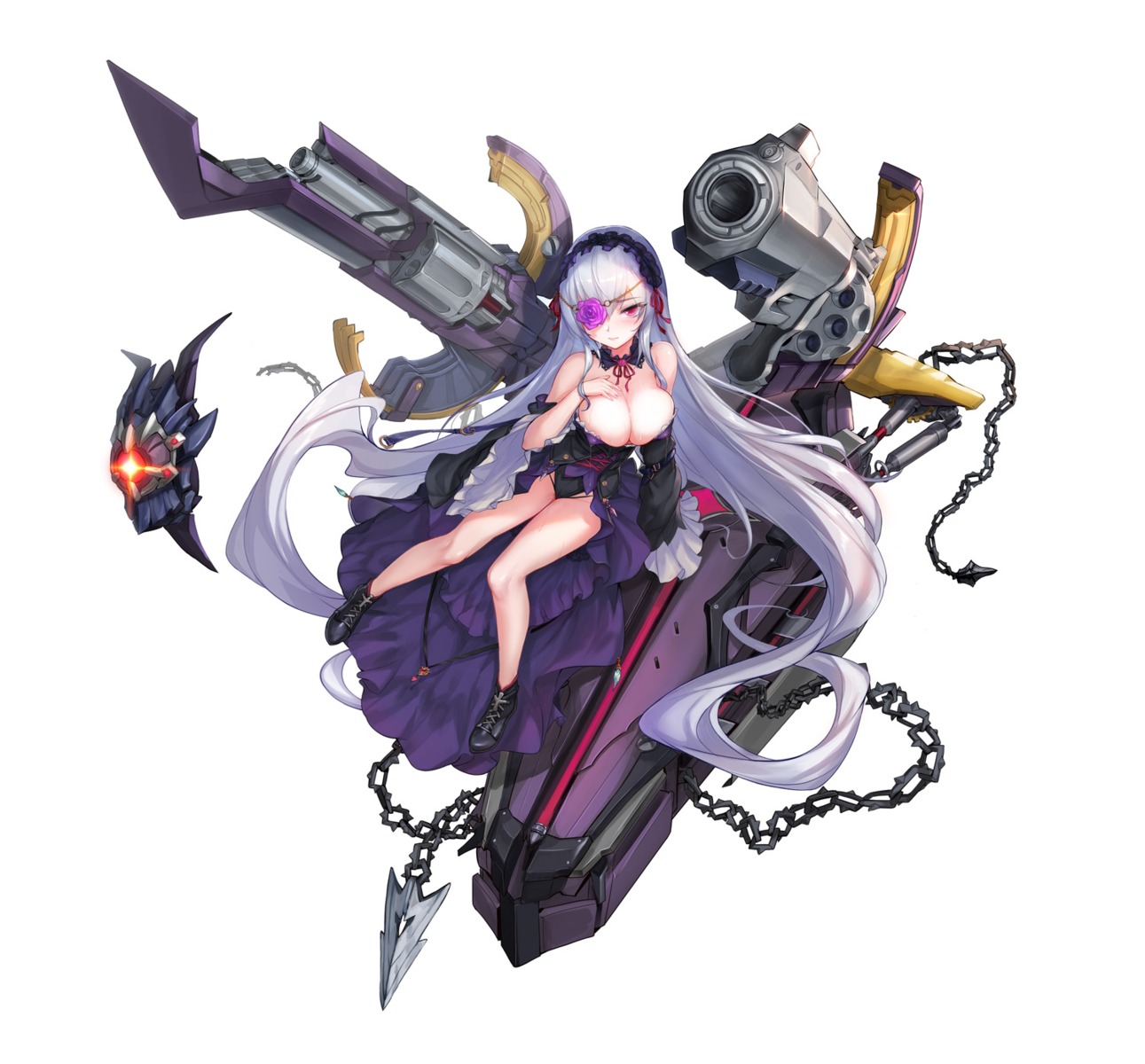 breast_hold eyepatch gothic_lolita lolita_fashion no_bra tagme weapon