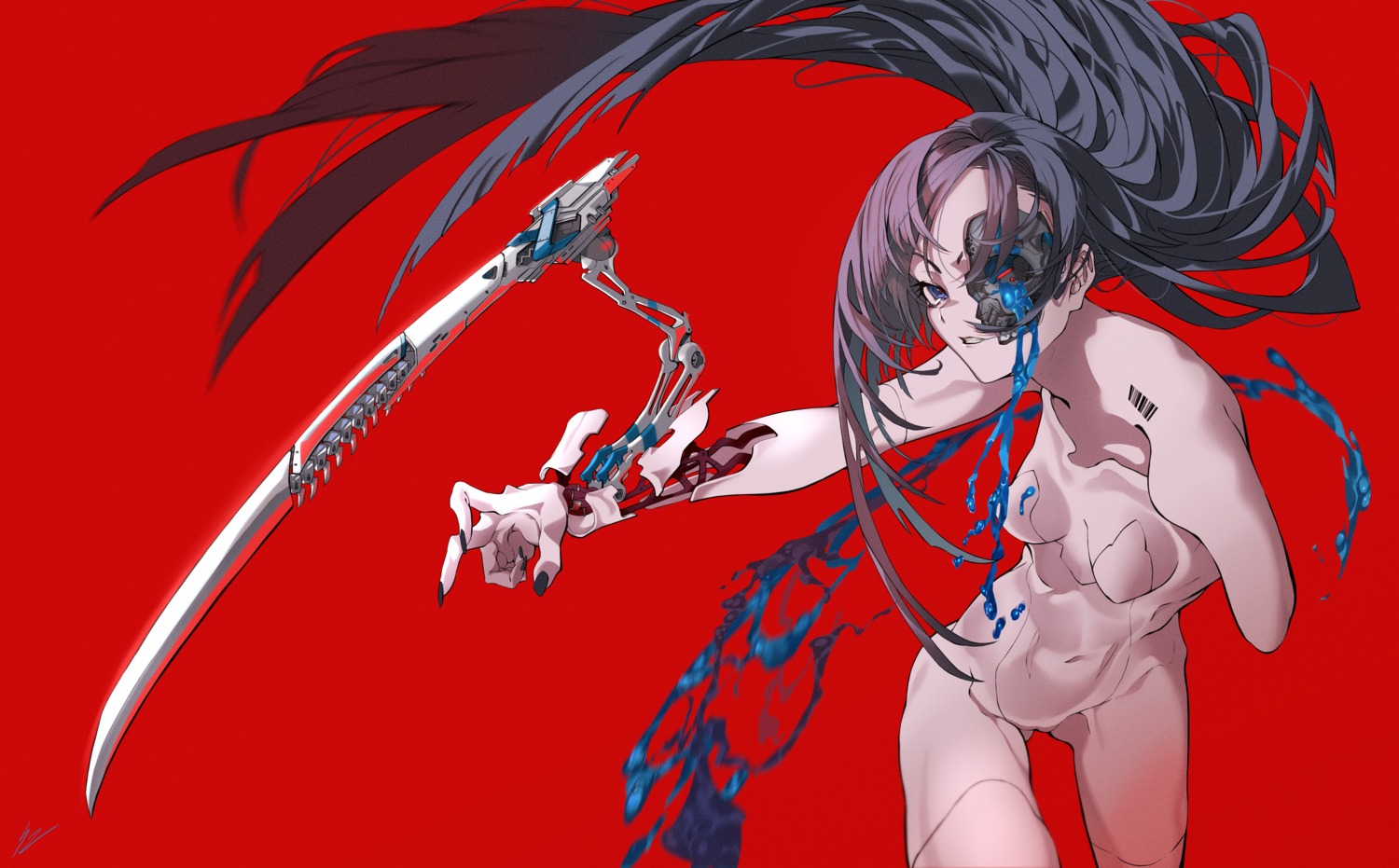 mecha_musume naked sword tattoo zinz