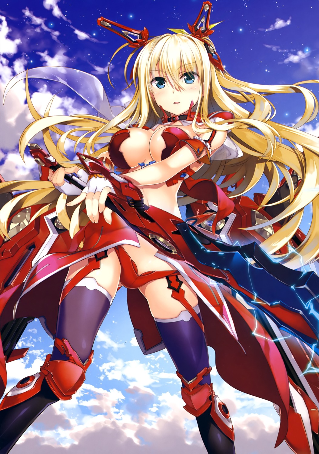 armor bikini_armor fujima_takuya sword thighhighs