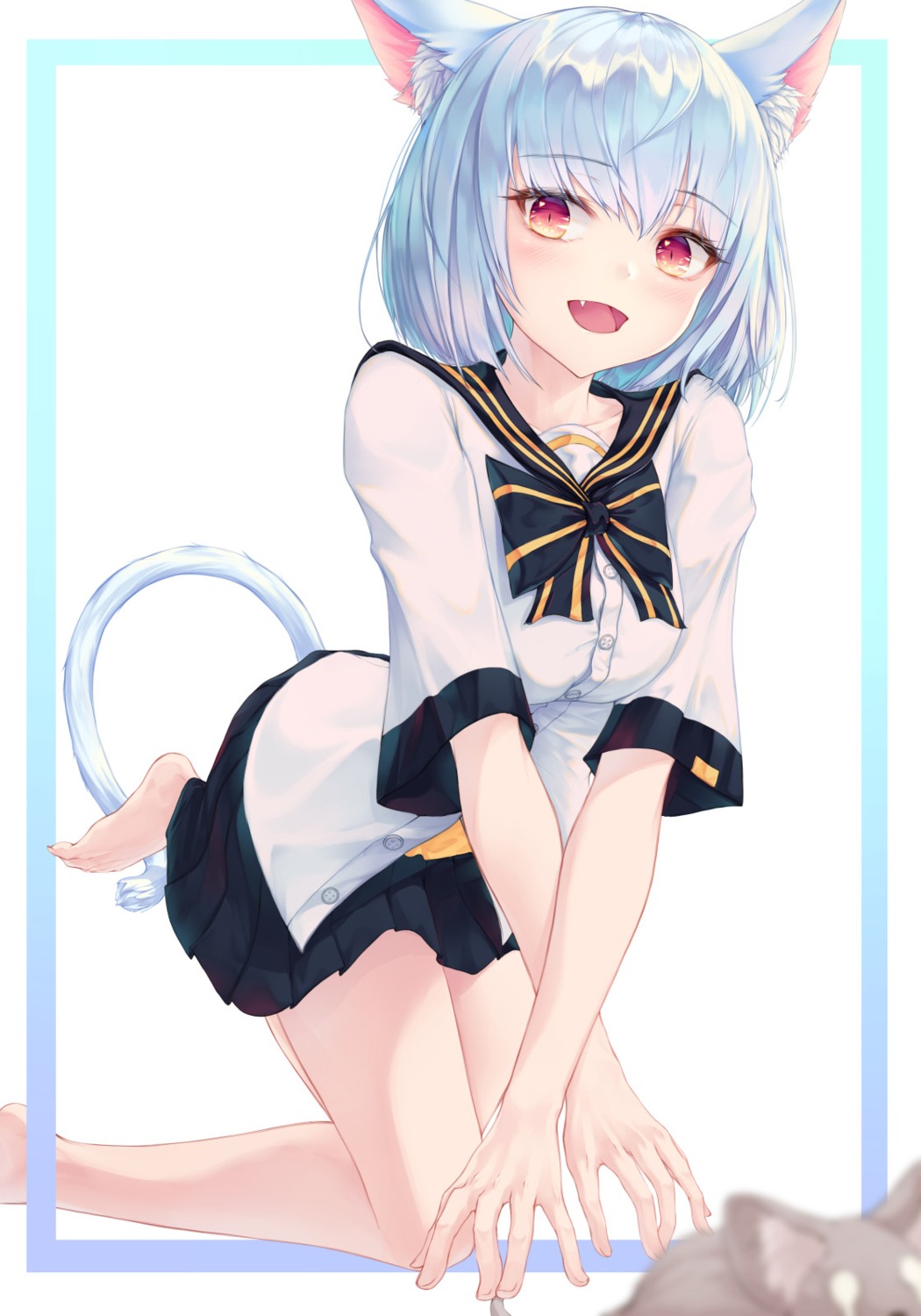 animal_ears h2o_(dfo) nekomimi seifuku tail