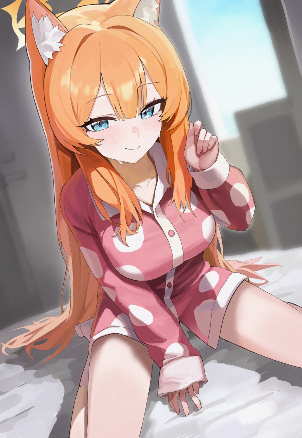 animal_ears blue_archive halo iochi_mari nekomimi pajama setakman