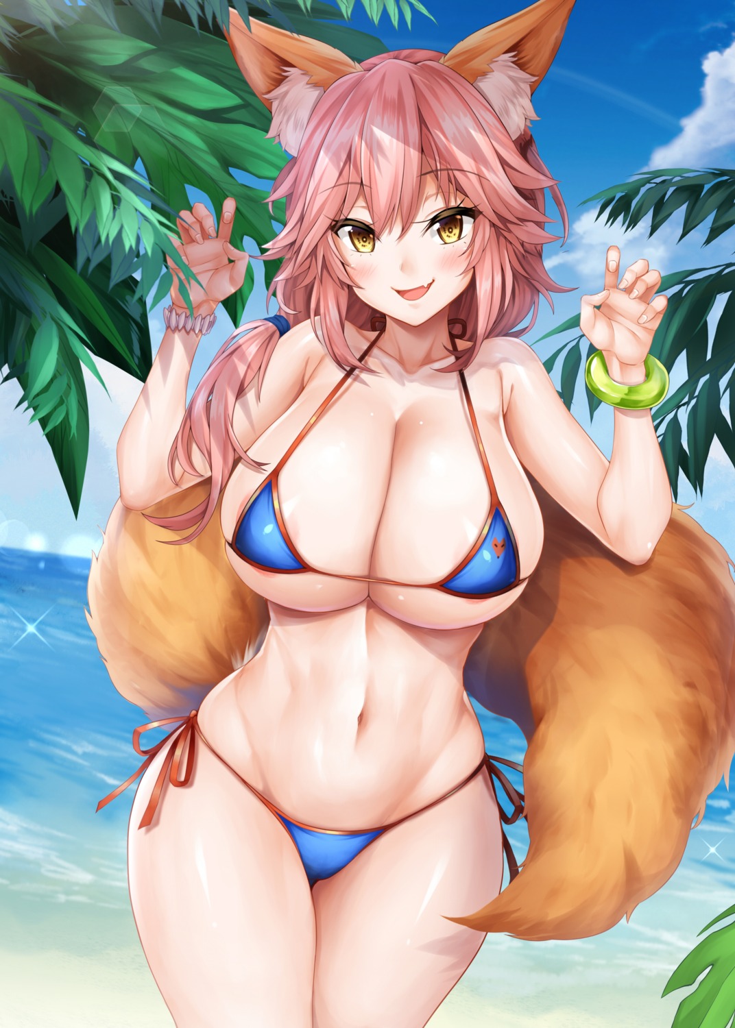 animal_ears bikini fate/grand_order oni-noboru swimsuits tail tamamo_no_mae