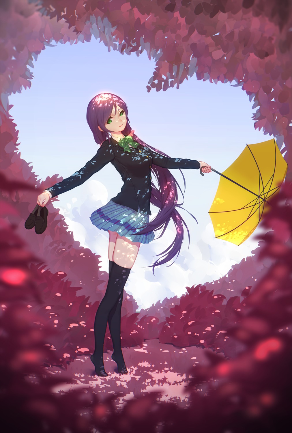 love_live! maredoro seifuku thighhighs toujou_nozomi umbrella