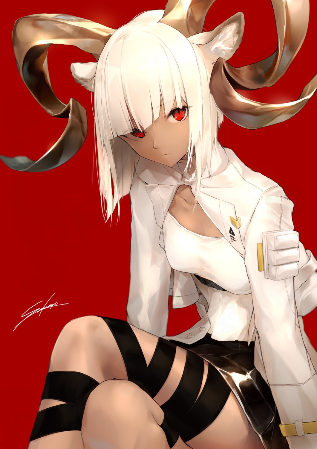 animal_ears garter horns skirt_lift