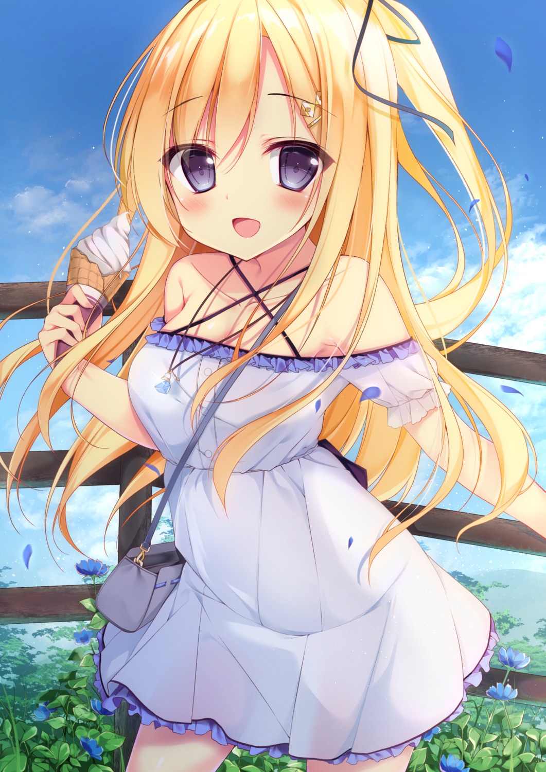 cleavage dress see_through shirosei_mochi summer_dress