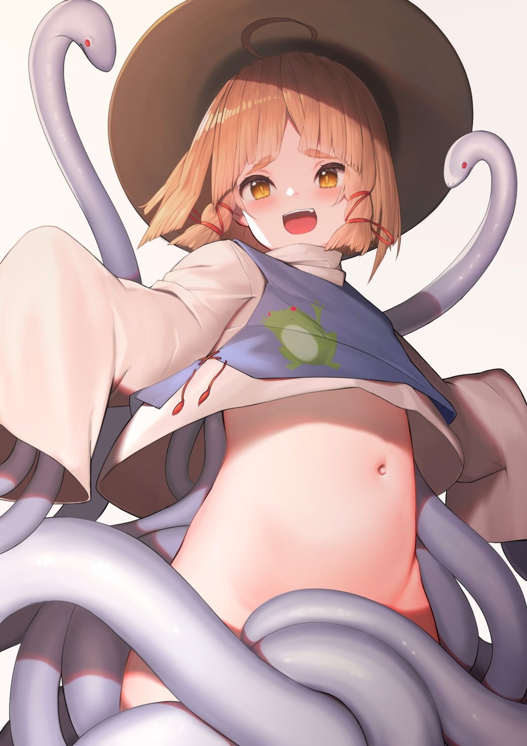 banitya bottomless loli mishaguji moriya_suwako shirt_lift touhou