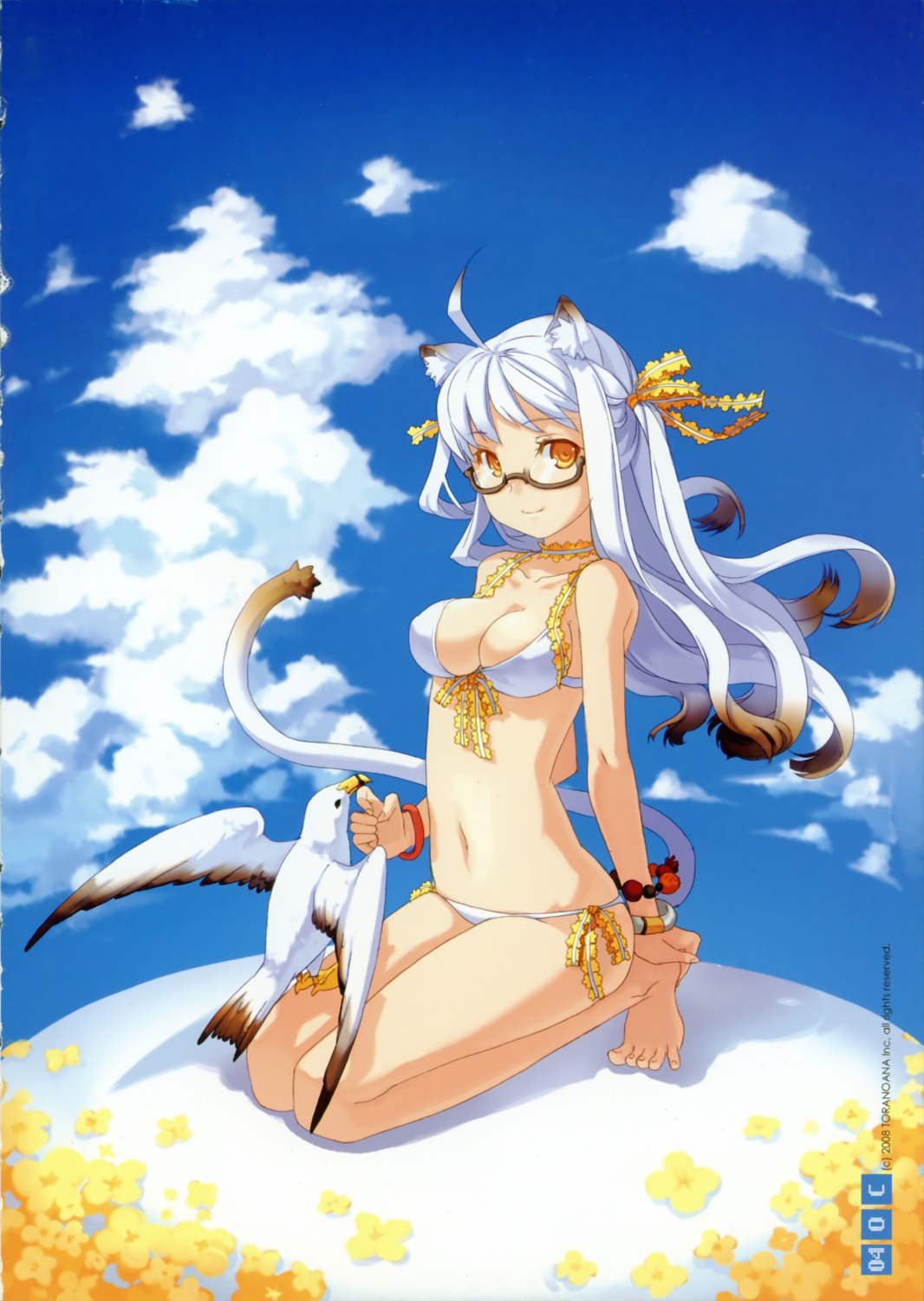 animal_ears bikini cleavage h2so4 island_of_horizon megane nekomimi swimsuits tail