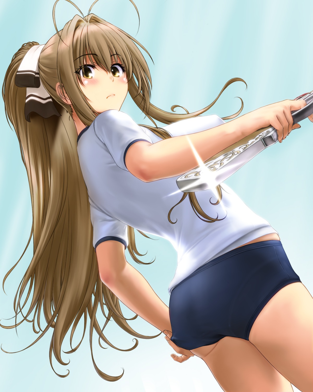 amagi_brilliant_park ass buruma erect_nipples gun gym_uniform sento_isuzu shisshou_senkoku