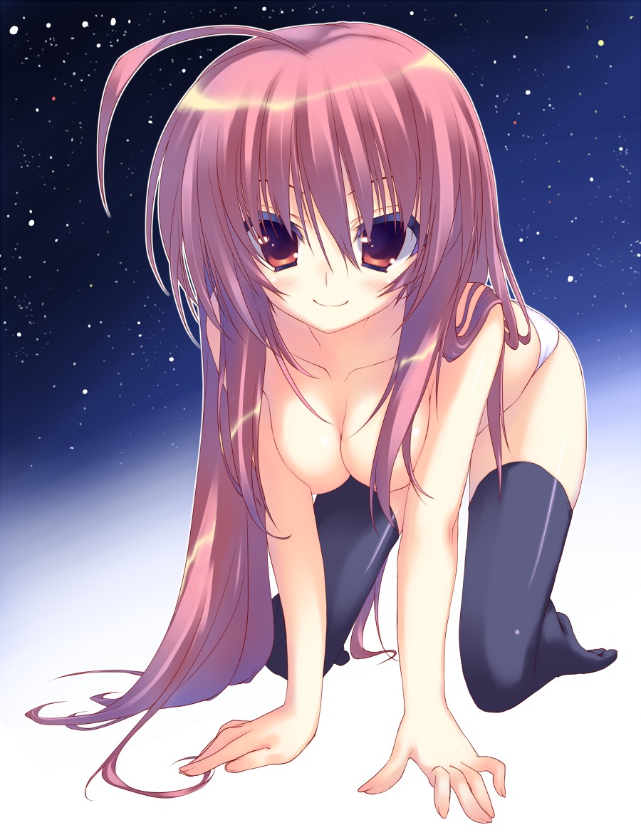 pantsu shidou_akane takeshi_shinobu thighhighs topless