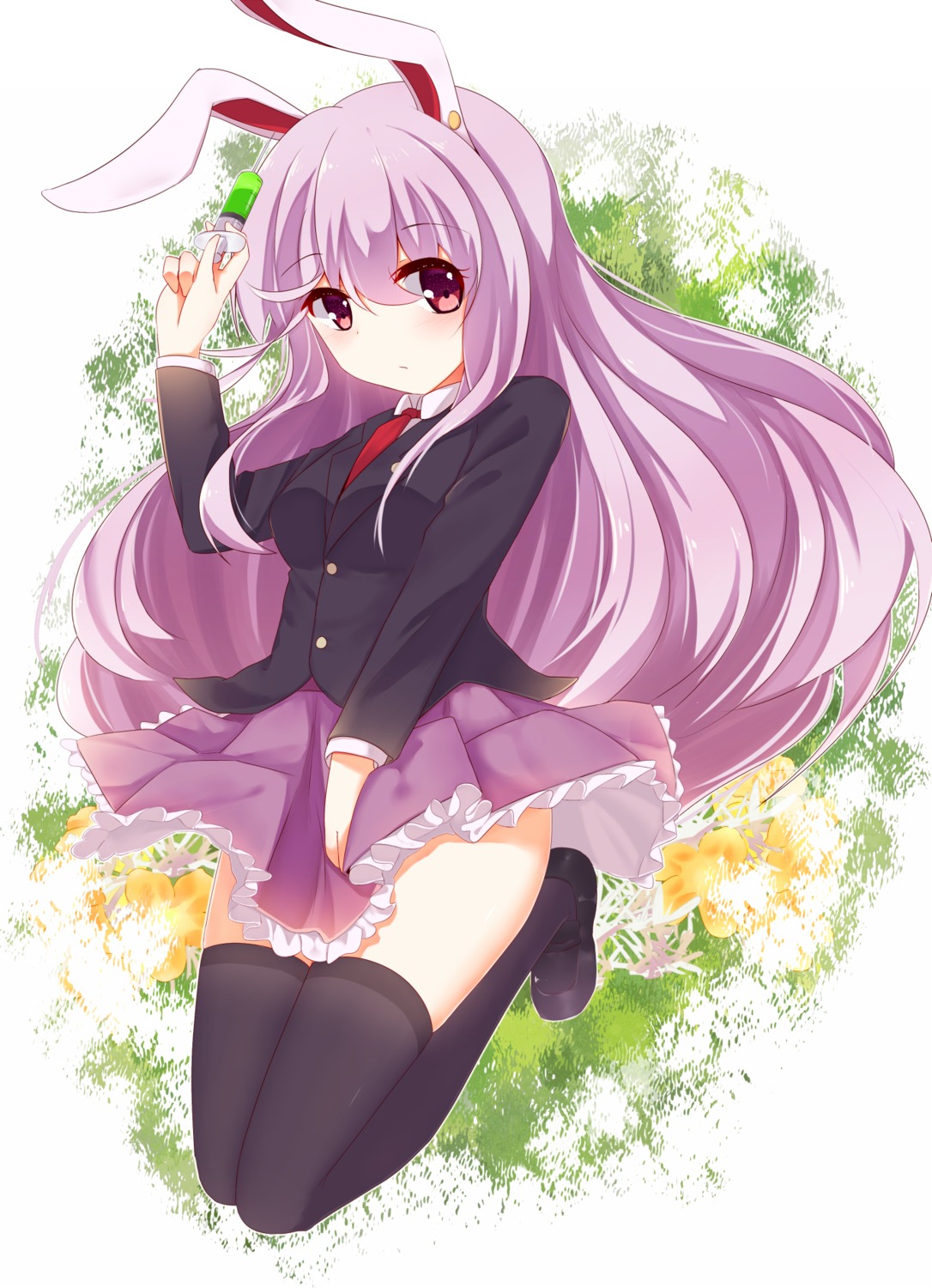 animal_ears bunny_ears darktrident reisen_udongein_inaba seifuku thighhighs touhou