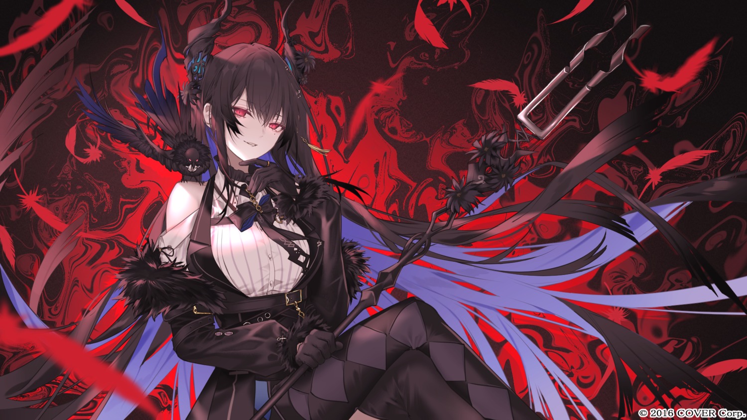 hololive hololive_english horns kotarou nerissa_ravencroft thighhighs wallpaper weapon