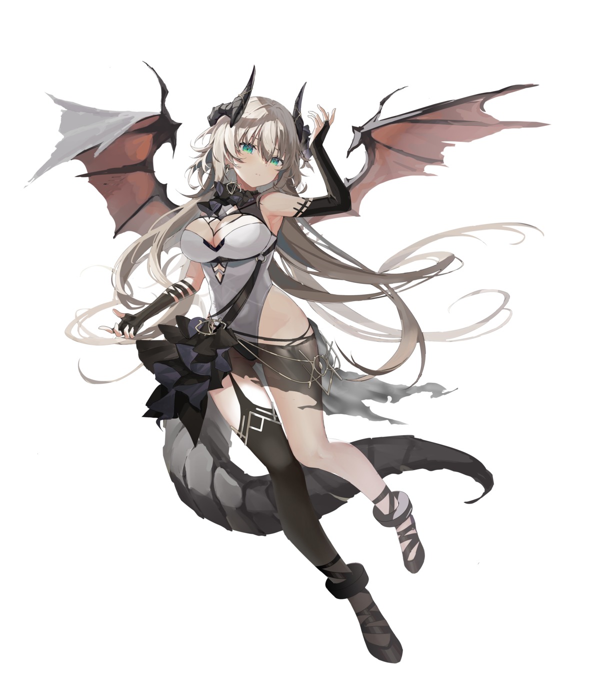 horns leotard see_through stockings tagme tail thighhighs torn_clothes wings