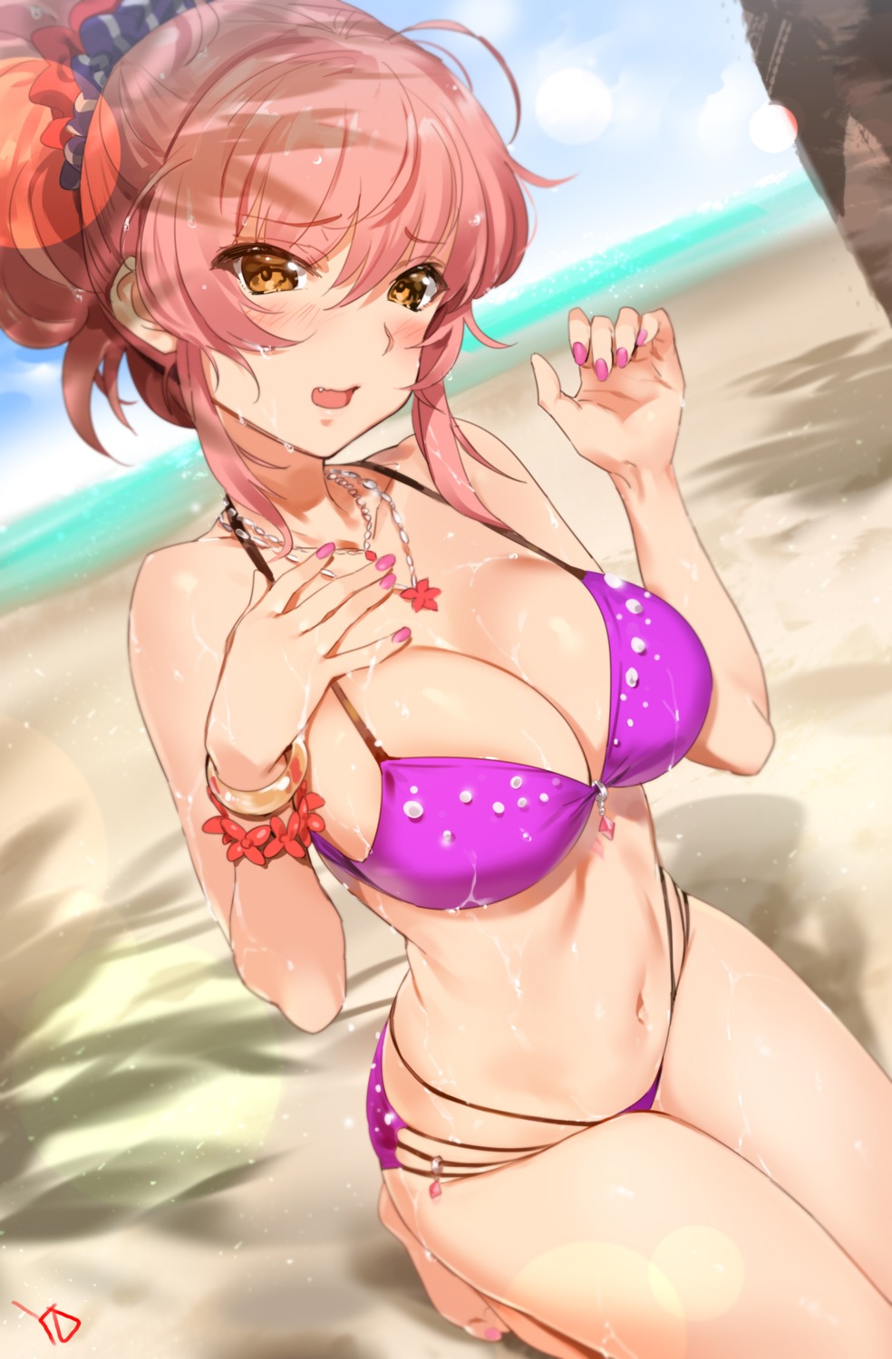 bikini cleavage jougasaki_mika swimsuits the_idolm@ster the_idolm@ster_cinderella_girls wet yd_(orange_maru)