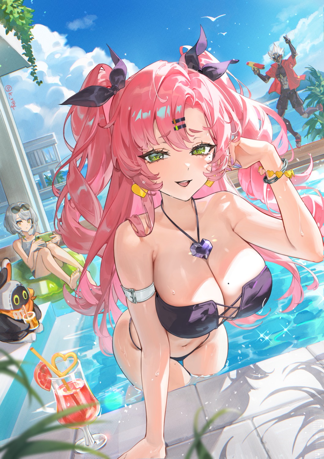 anby_demara bikini billy_kid gun megane nicole_demara rity swimsuits wet zenless_zone_zero