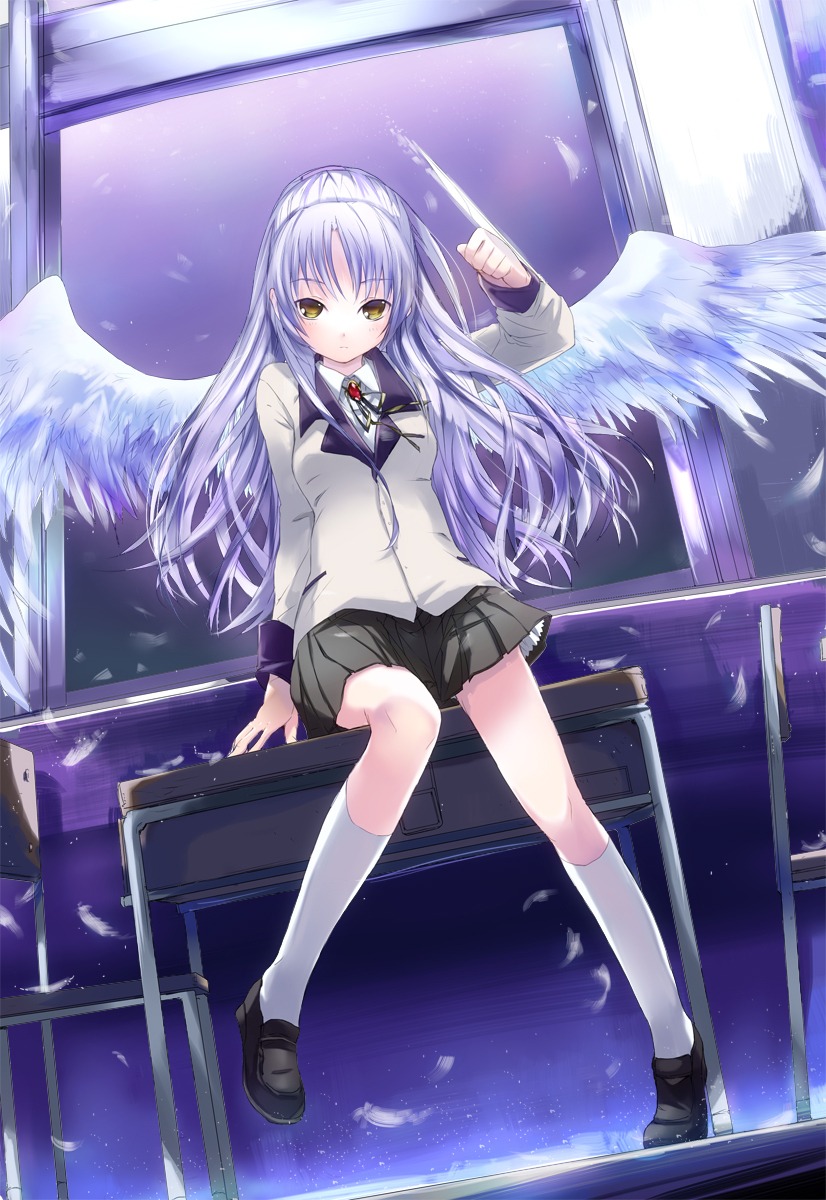 angel_beats! seifuku tenshi ume_(plumblossom) wings