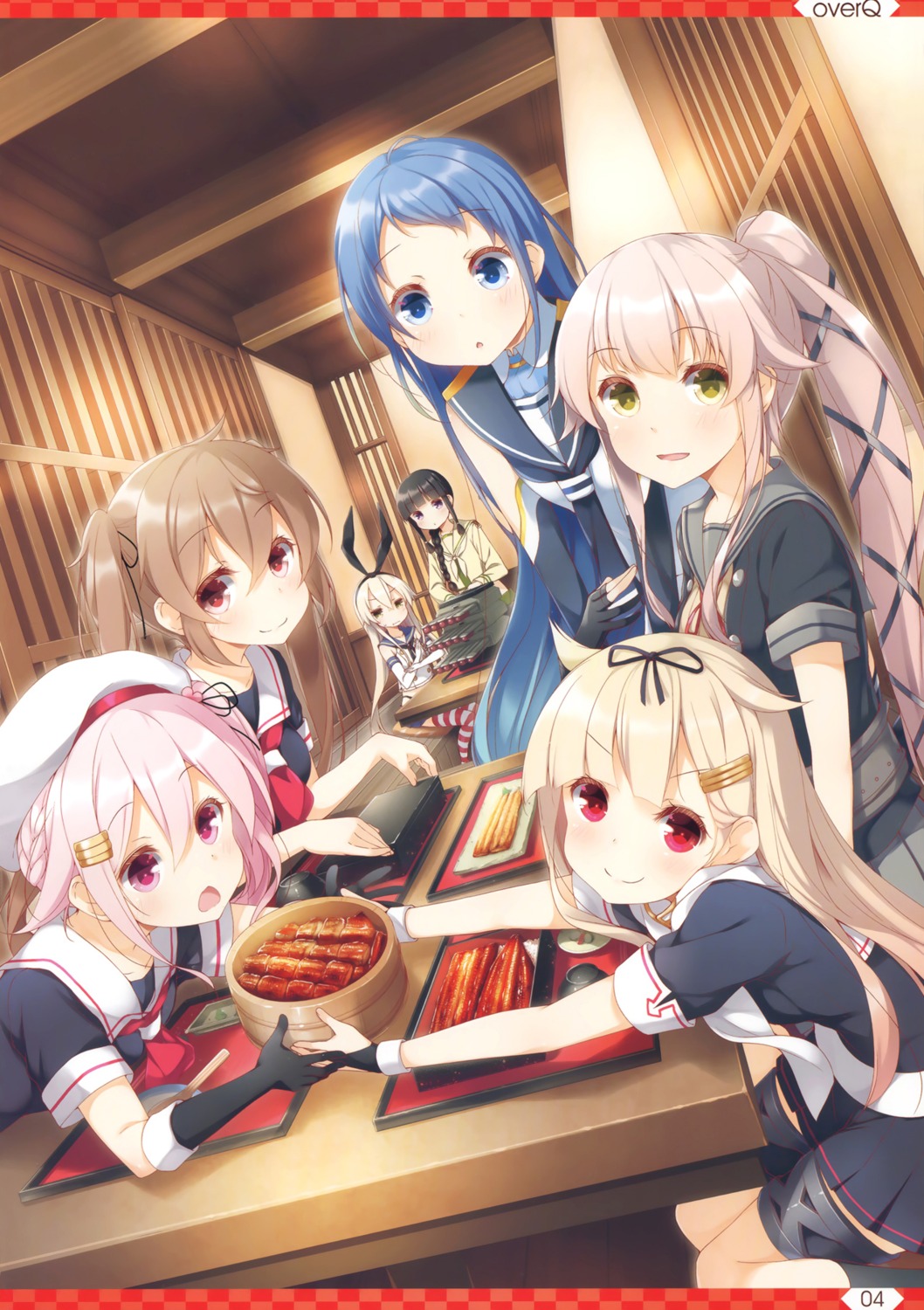 harusame_(kancolle) kantai_collection kitakami_(kancolle) murasame_(kancolle) samidare_(kancolle) seifuku seqmed shimakaze_(kancolle) thighhighs yume_no_owari yura_(kancolle) yuudachi_(kancolle)