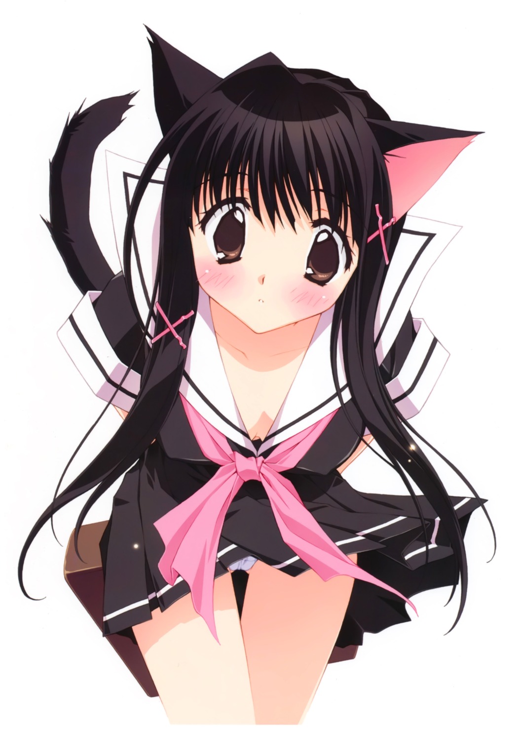 animal_ears kadoi_aya nekomimi pantsu seifuku tail