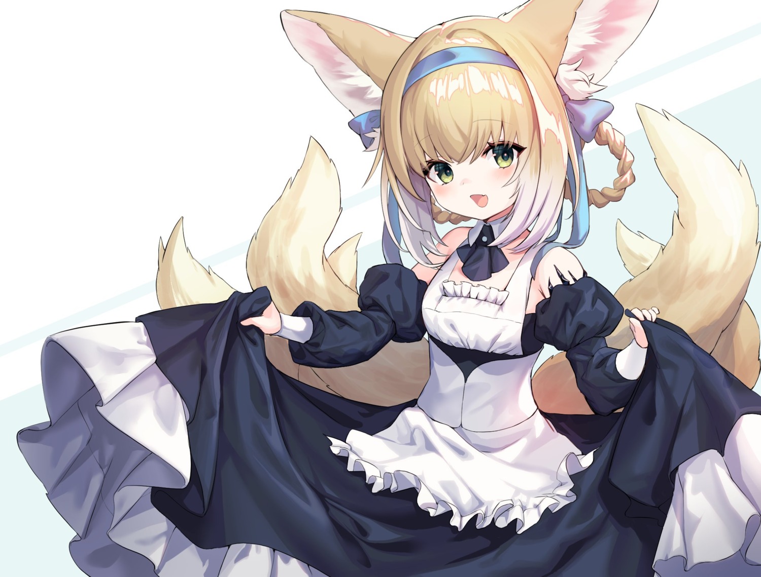 animal_ears kitsune skirt_lift spica_(spica_1510) tail