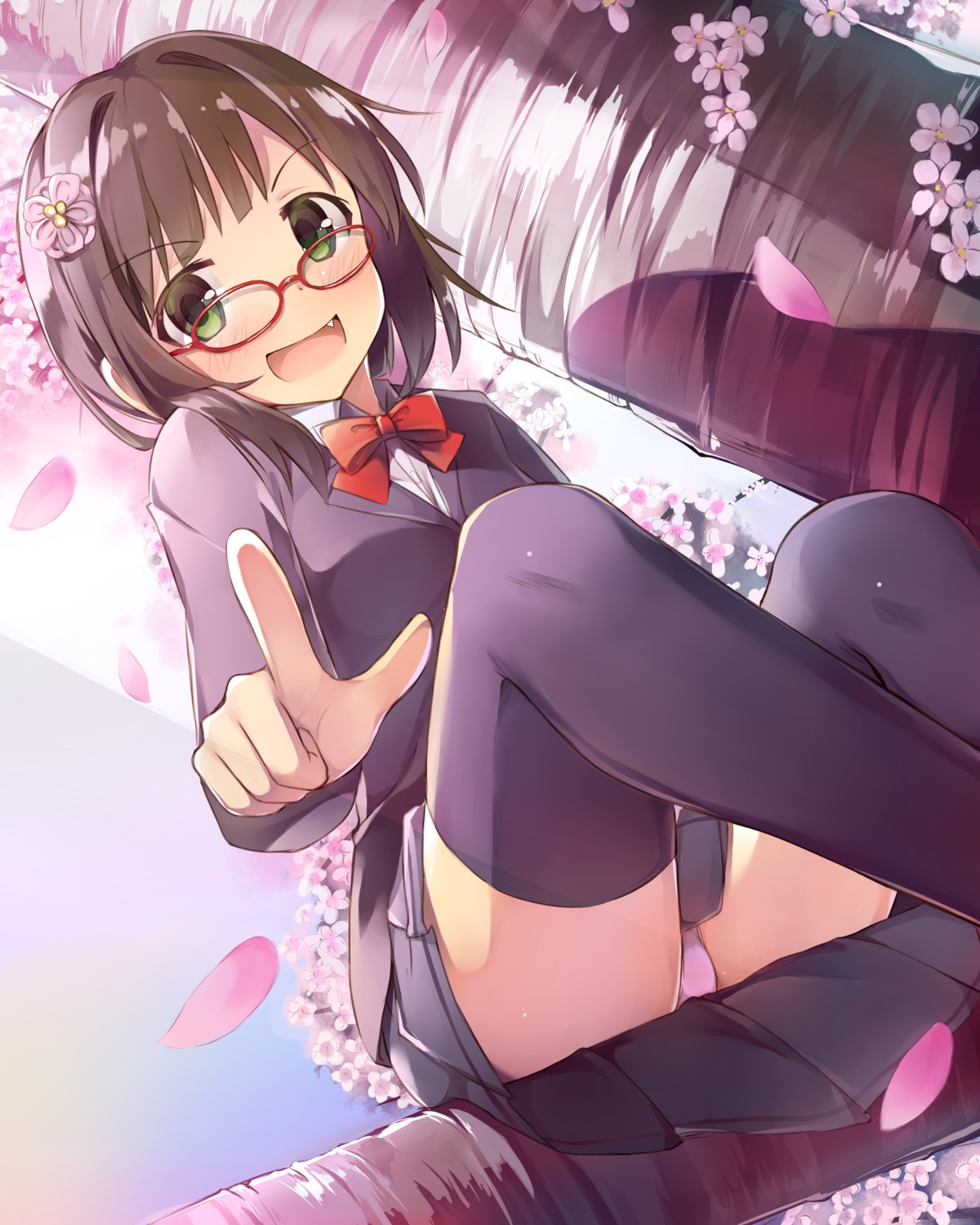 maekawa_miku megane pantsu seifuku seneto the_idolm@ster the_idolm@ster_cinderella_girls thighhighs