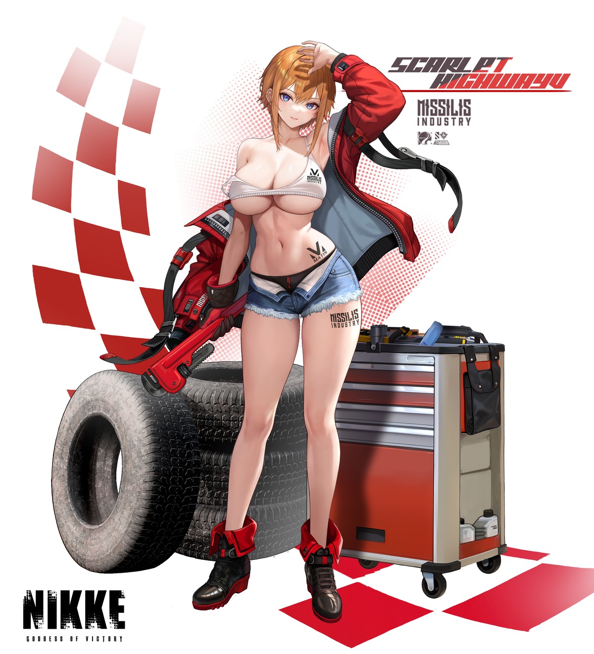 bra dramz89 goddess_of_victory:_nikke maxwell_(nikke) open_shirt pantsu tattoo