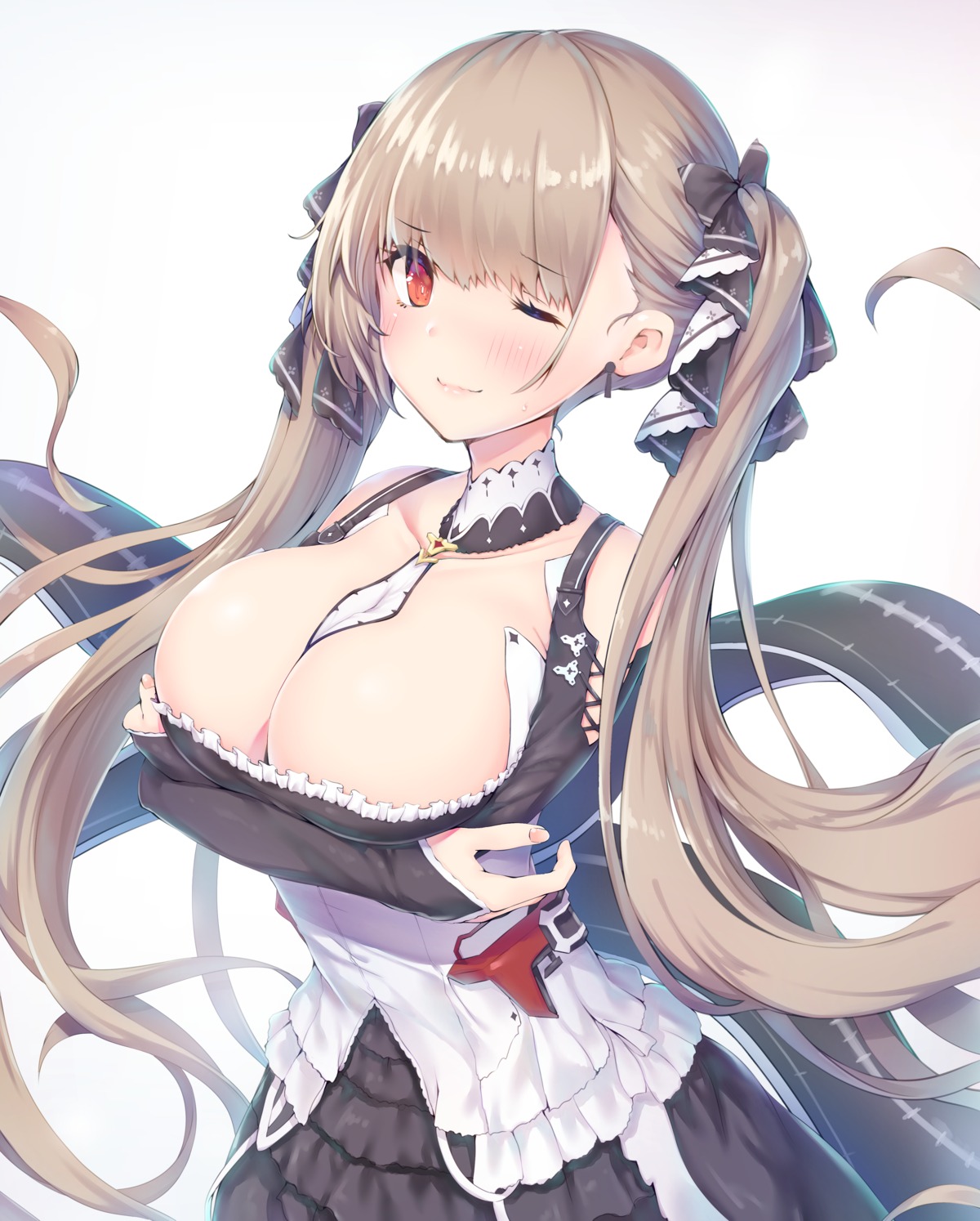 azur_lane breast_hold cleavage formidable_(azur_lane) gothic_lolita lolita_fashion nakazawa_aki no_bra